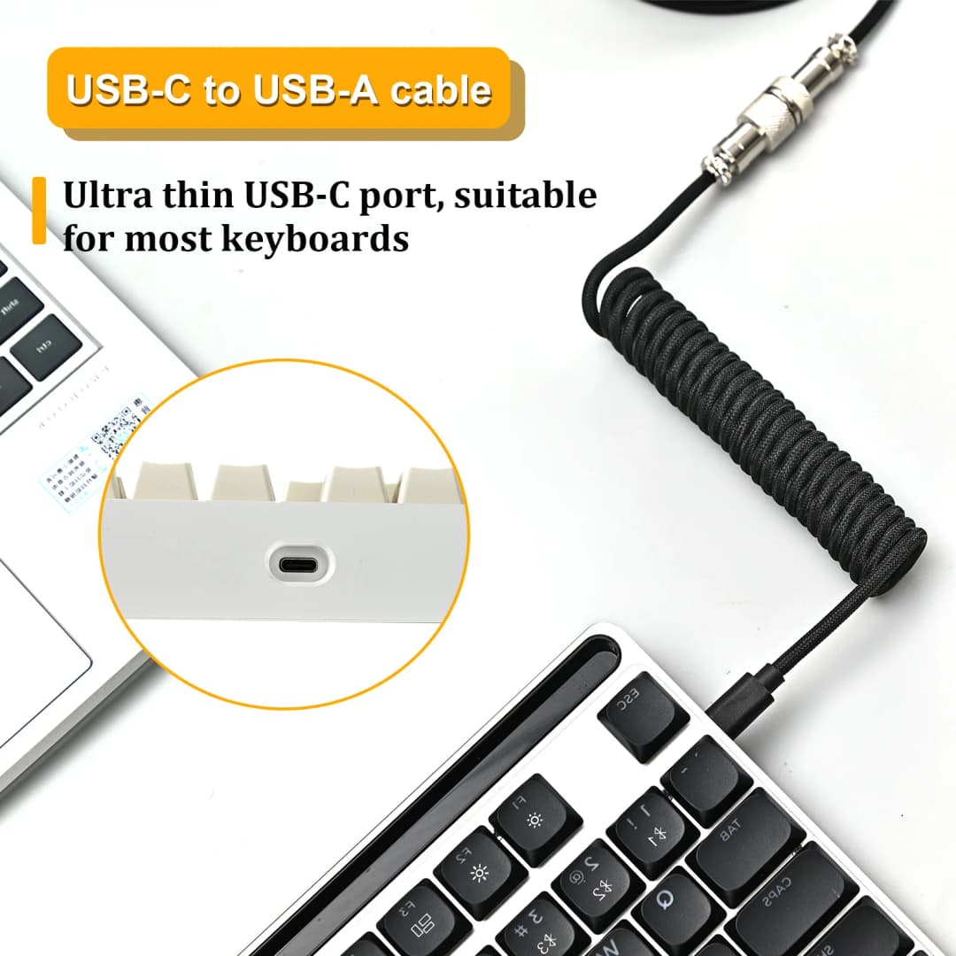 NNBILI لوحة المفاتيح الميكانيكية ملفوف سلك كابل نوع C منفذ USB طيار اللف كابل كمبيوتر مكتبي الألعاب لوحة المفاتيح الملحقات - 3