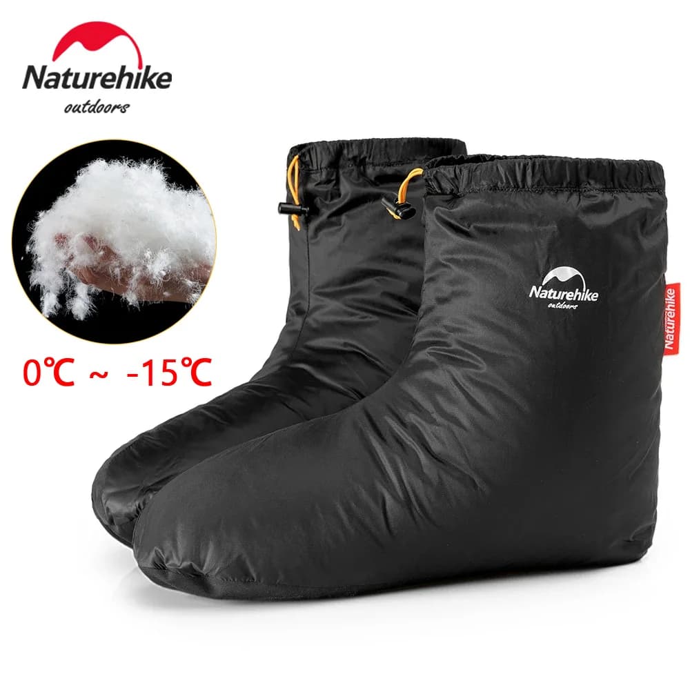 جوارب Naturehike من ريش الإوز مقاومة للماء والرياح، غطاء حراري للقدمين في الشتاء، خفيفة الوزن ومناسبة للجنسين