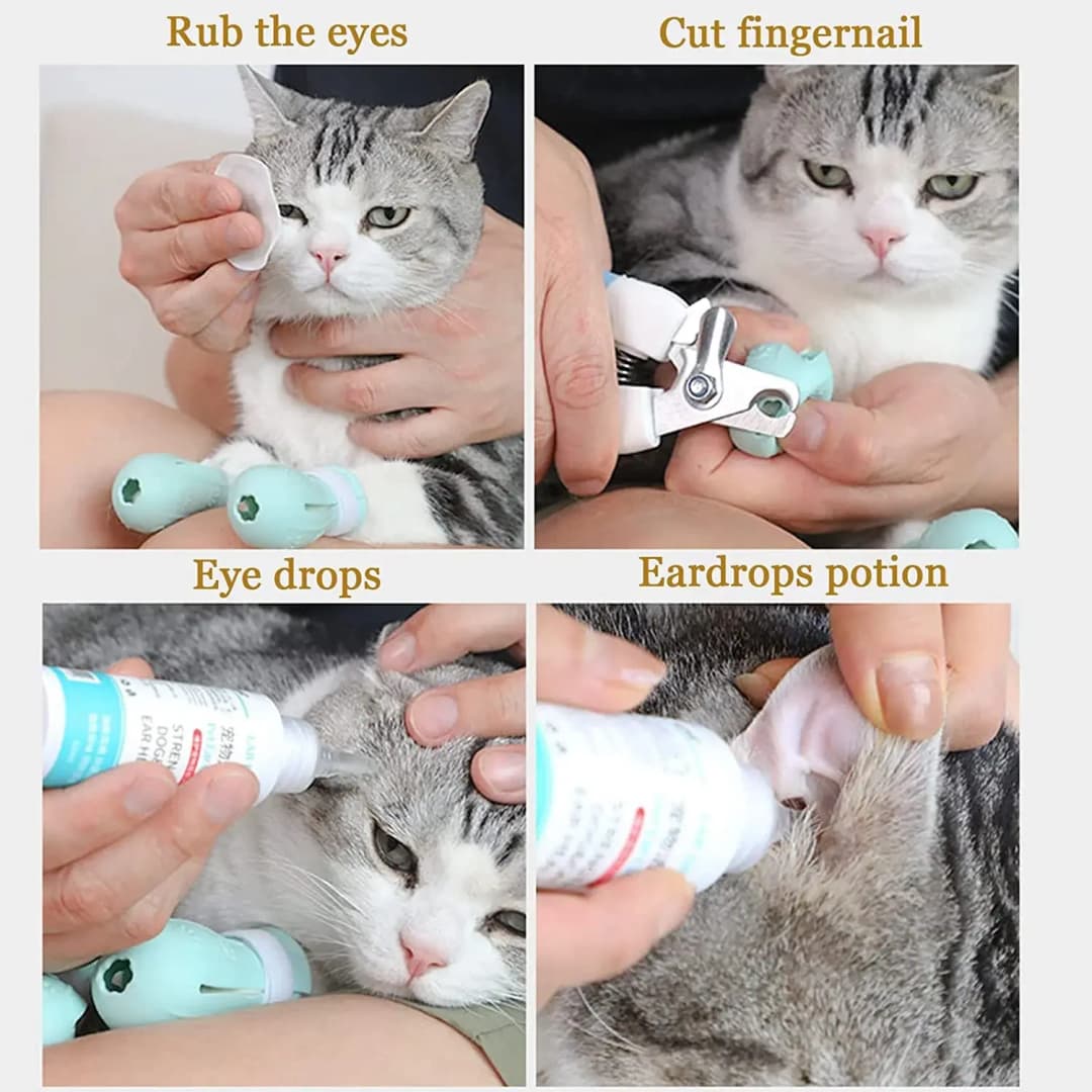 Cat Claw Protector Bath Anti-Scratch Cat Shoes For Cat Adjustable Pet Bath Wash Boots Cat Paw Nail Cover Pet Grooming Supplies - 5