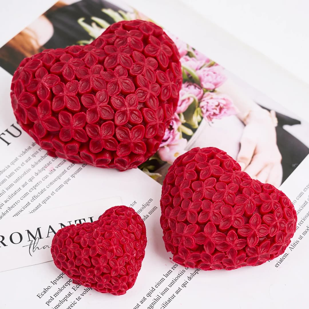 3D Love Flower Silicone Candle Mold DIY Valentine's Day Heart Scented Soap Molds Plaster Resin Chocolate Baking Making Kit - 6