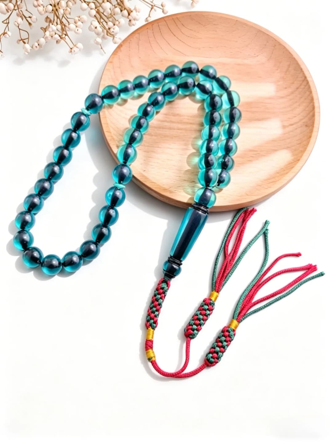 Handmade Mixed Color Tassel Islamic Tasbih 45 Transparent Beads Middle Eastern Prayer Beads - 6