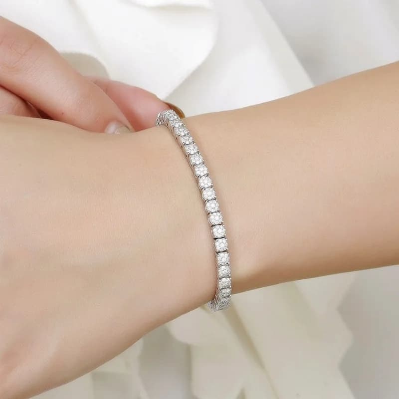 إكسسوارات نسائية أنيقة سوار تنس زركونيا 4 مم بتصميم رقيق مرصع بالكريستال لإطلالة الزفاف - 2