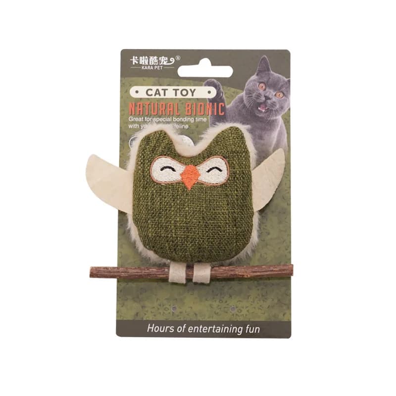 Owl Style Self Soothing Cat Mint Feather Wood Polygonum Molars, Teeth Cleaning and Bite Resistant Pet Supplies, Cat Toys - 6