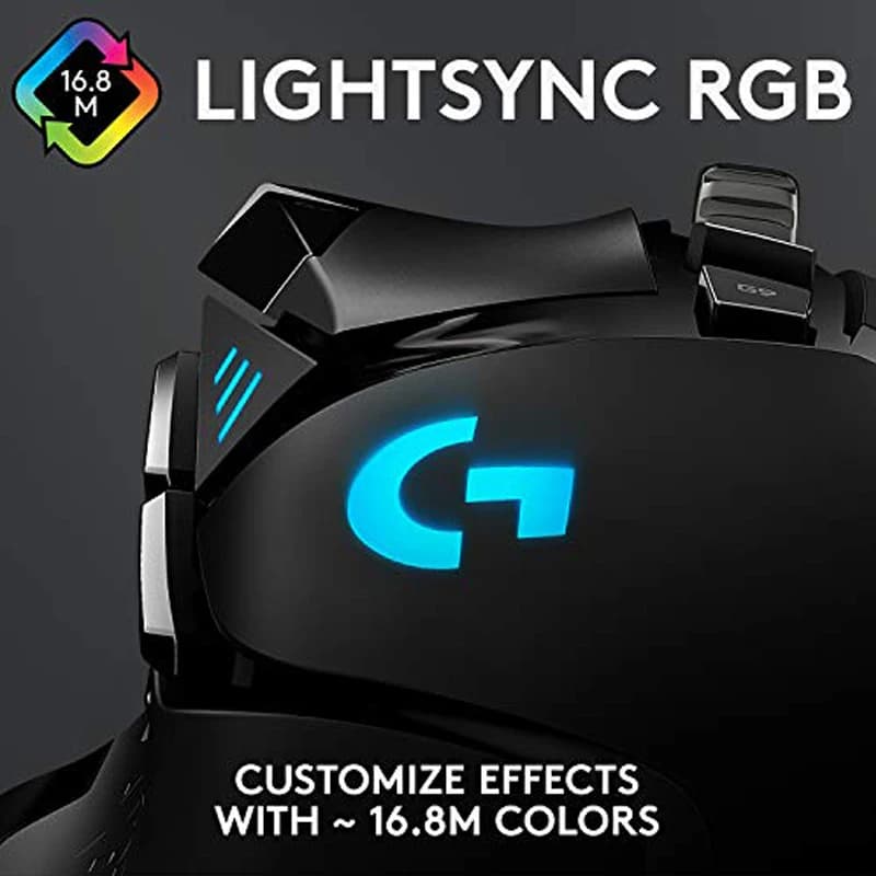 ماوس ألعاب سلكي عالي الأداء Logitech G502 HERO، مستشعر HERO 25K، دقة 25,600 DPI، إضاءة RGB، أوزان قابلة للتعديل، 11 زر للكمبيوتر/ماك - 6