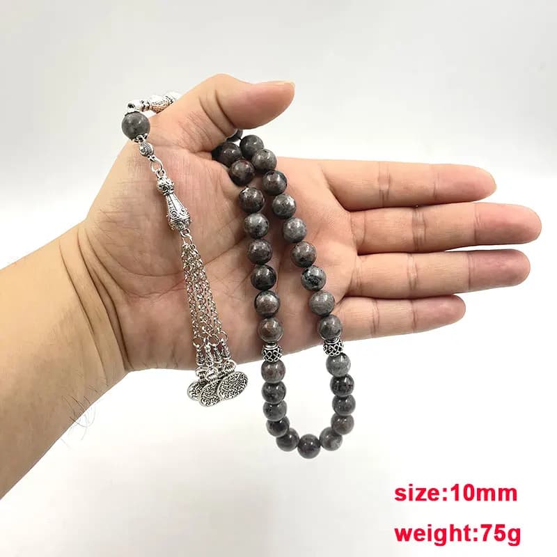 سبحة حجر اللهب الطبيعي سوار أحجار كريمة إسلامي مسبحة تركية رمضان إكسسوارات عربية هدية عيد مسبحة - 6