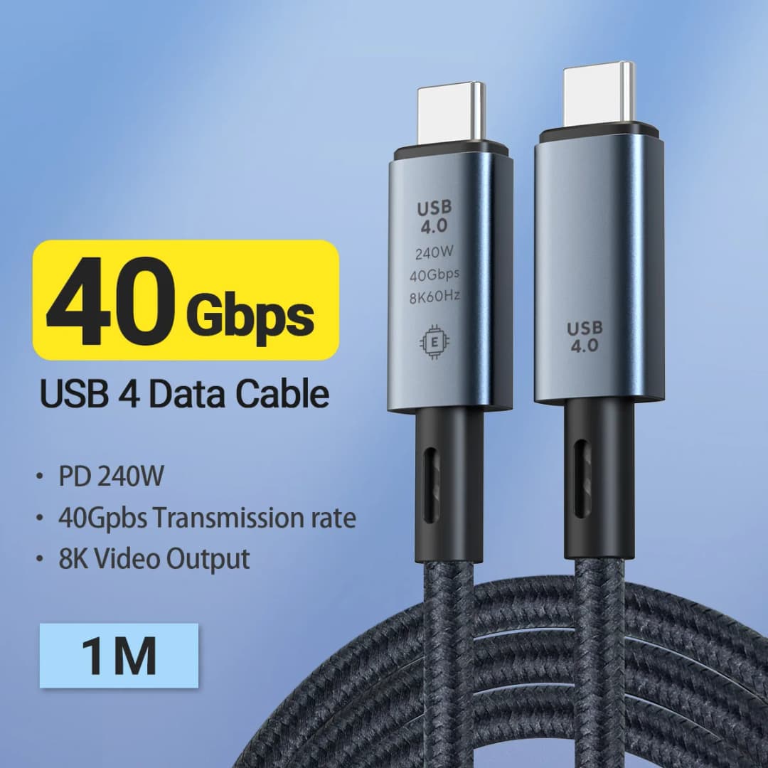 كابل USB-C إلى نوع C بقوة 240 واط PD، نقل بيانات عالي السرعة 8K@60Hz و40 جيجابت في الثانية، كابل شحن مضفر للهواتف المحمولة والكمبيوتر المحمول