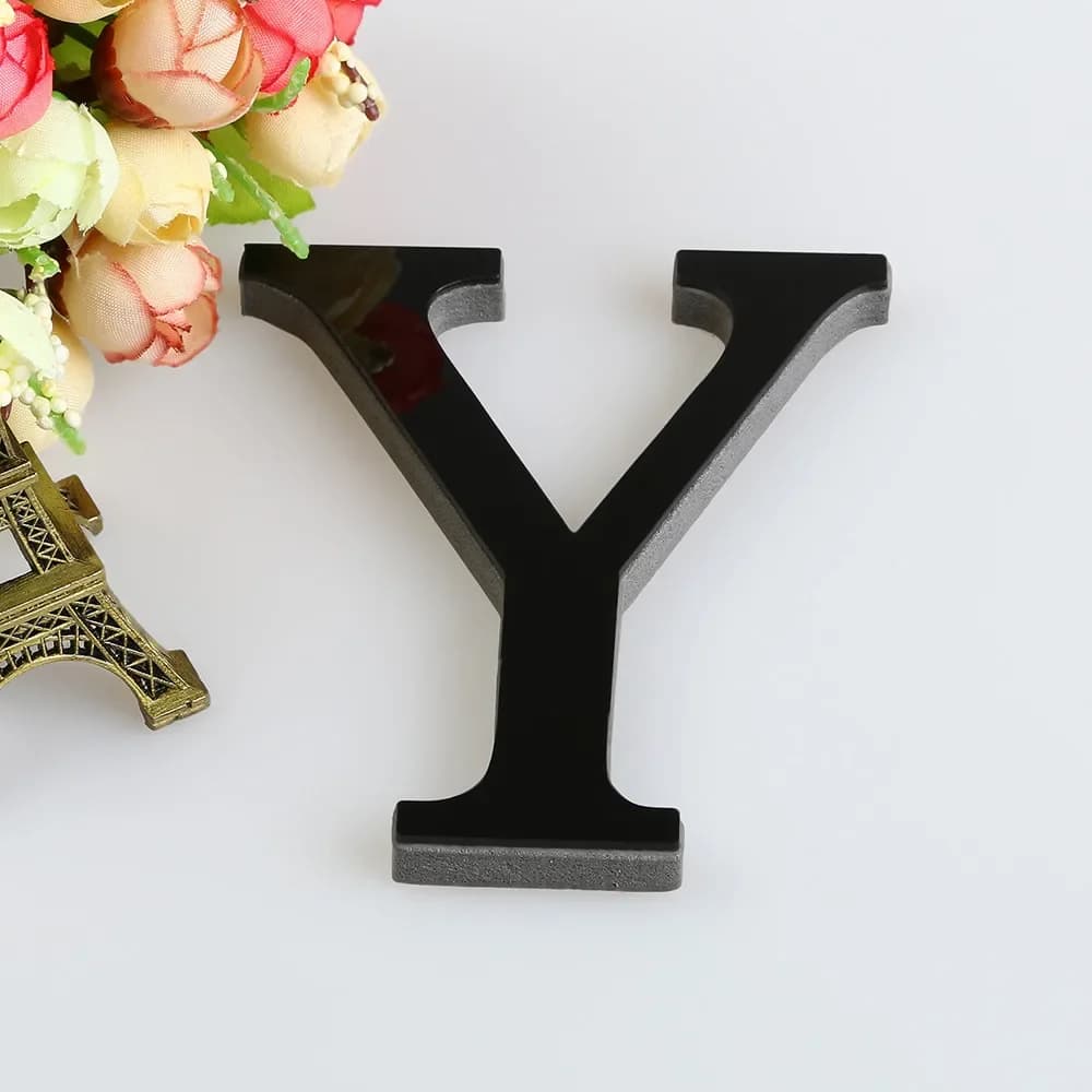 26 حرف DIY ثلاثية الأبعاد مرآة الاكريليك الجدار ملصق الحلي الأسود الإنجليزية الأبجدية الشارات ديكور المنزل جدار الفن جدارية الطرف الديكور - 5