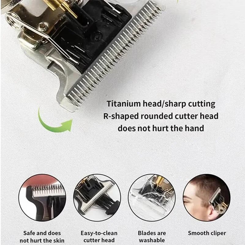 ماكينة حلاقة الشعر الاحترافية T9/إكسسوارات للرجال | شحن سريع USB | ماكينة تشذيب اللحية/الجسم/الشعر | ماكينة حلاقة كهربائية دقيقة - 3