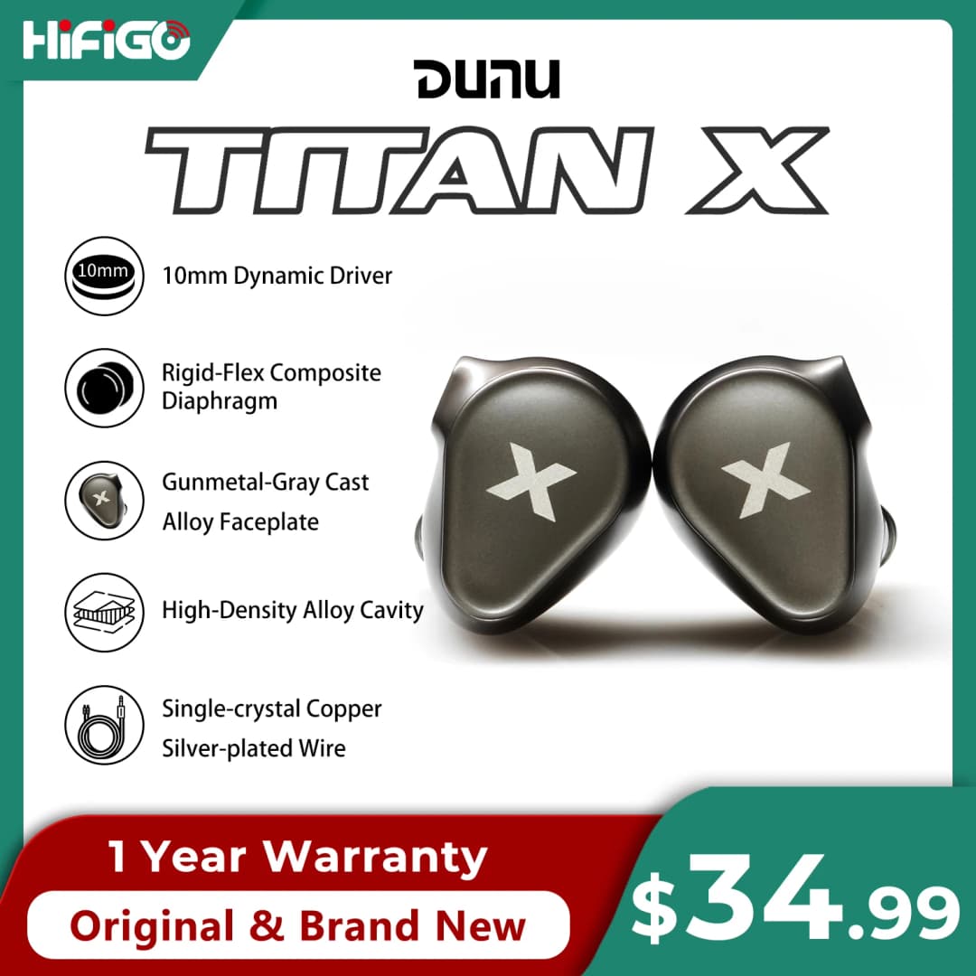 سماعات أذن DUNU Titan X HiFi IEM، مشغل ديناميكي مغناطيسي مزدوج، غطاء من سبائك معدنية، ميكروفون 3.5 ملم/TypeC لعشاق الصوت والألعاب