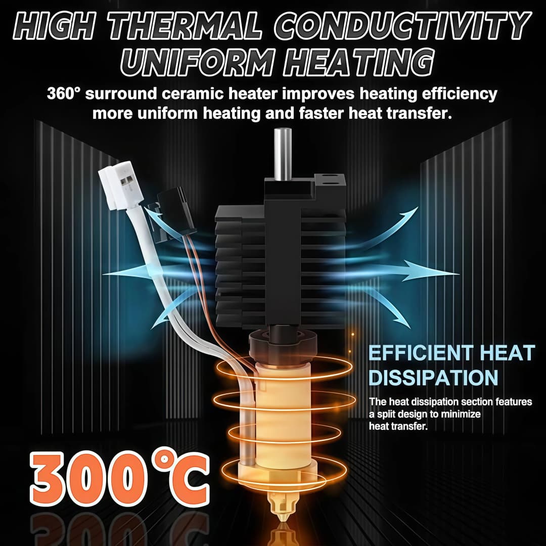 Oficial Creality K2 Plus Ceramic Heating Block Kit, with 0.4mm Quick Swap Nozzle,  Silicone Cover, Cleaning pin and  Allen Key - 3