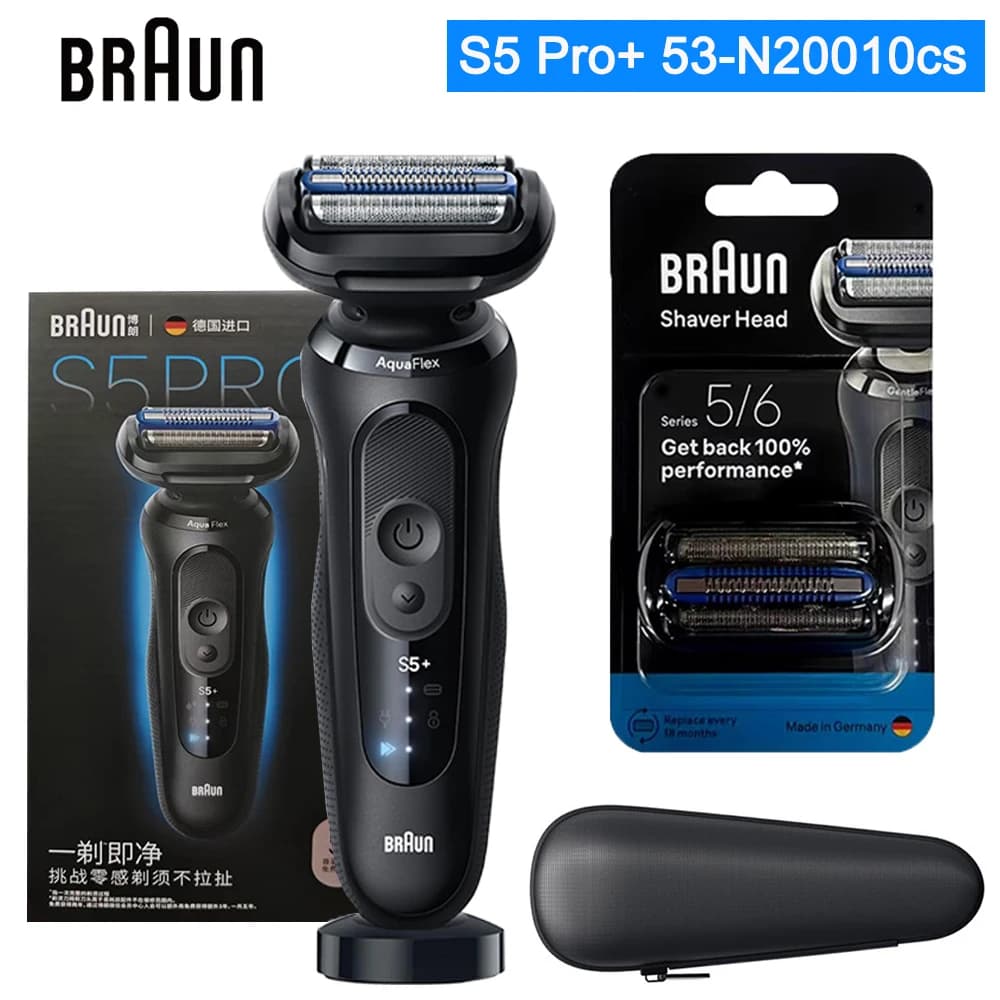 ماكينة الحلاقة الكهربائية Braun Series S5 Pro+ ماكينة حلاقة كهربائية متبادلة للرجال مقاومة للماء Ipx7 ماكينة تشذيب اللحية مزدوجة للاستخدام الجاف والمبلل