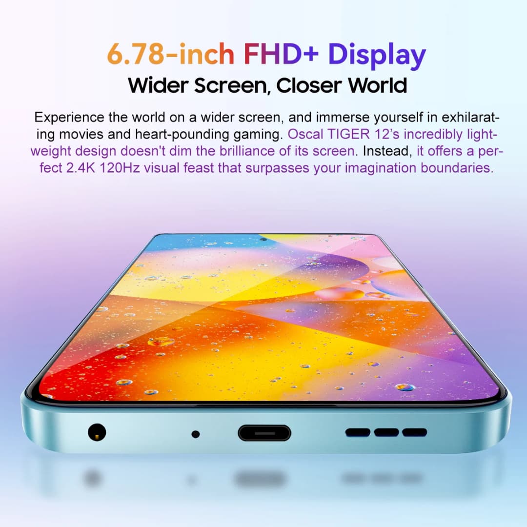 هاتف ذكي Blackview OSCAL TIGER 12، معالج Helio G99، شاشة 6.78 بوصة بمعدل تحديث 120Hz و2.4K، 8GB رام 128GB روم، كاميرا 64MP، أندرويد 13 - 3