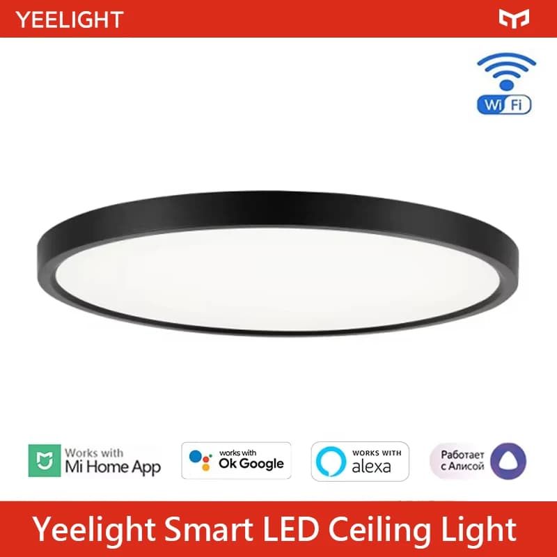 مصباح سقف ييليت LED سمك 30مم تحكم صوتي ذكي قابل للتعديل إضاءة بيضاء دافئة وباردة تحكم واي فاي