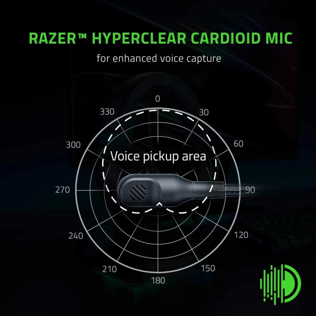 سماعات رأس Razer BlackShark V2 X سلكية جديدة للألعاب إلغاء ضوضاء سلبي متقدم صوت محيطي 7.1 ميكروفون هايبر كلير - 3