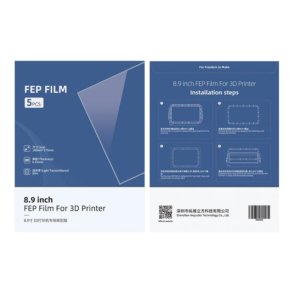 أجزاء طابعة ANYCUBIC ثلاثية الأبعاد فيلم FEP سمك 0.15 مم لمجموعة Photon Mono X / Mono X 6K / M3 Plus / Mono X2/Mono X 6Ks - 3
