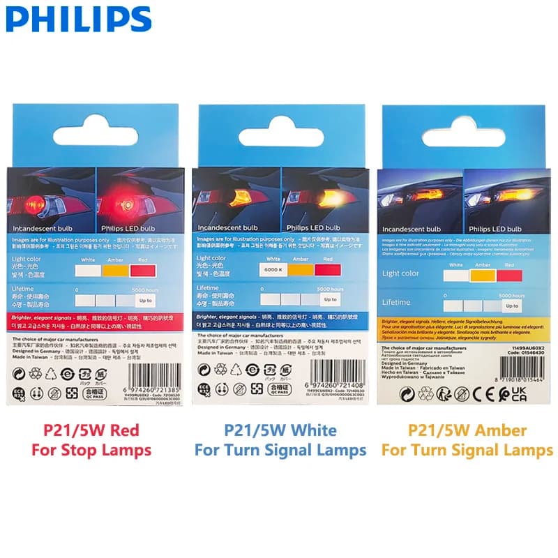 مصابيح إشارة التوقف والالتفاف للسيارة Philips Ultinon Pro6000 LED P21/5W 1157 S25 بملامسين، لون كهرماني وأحمر وأبيض، بدون وميض أو أخطاء - 2