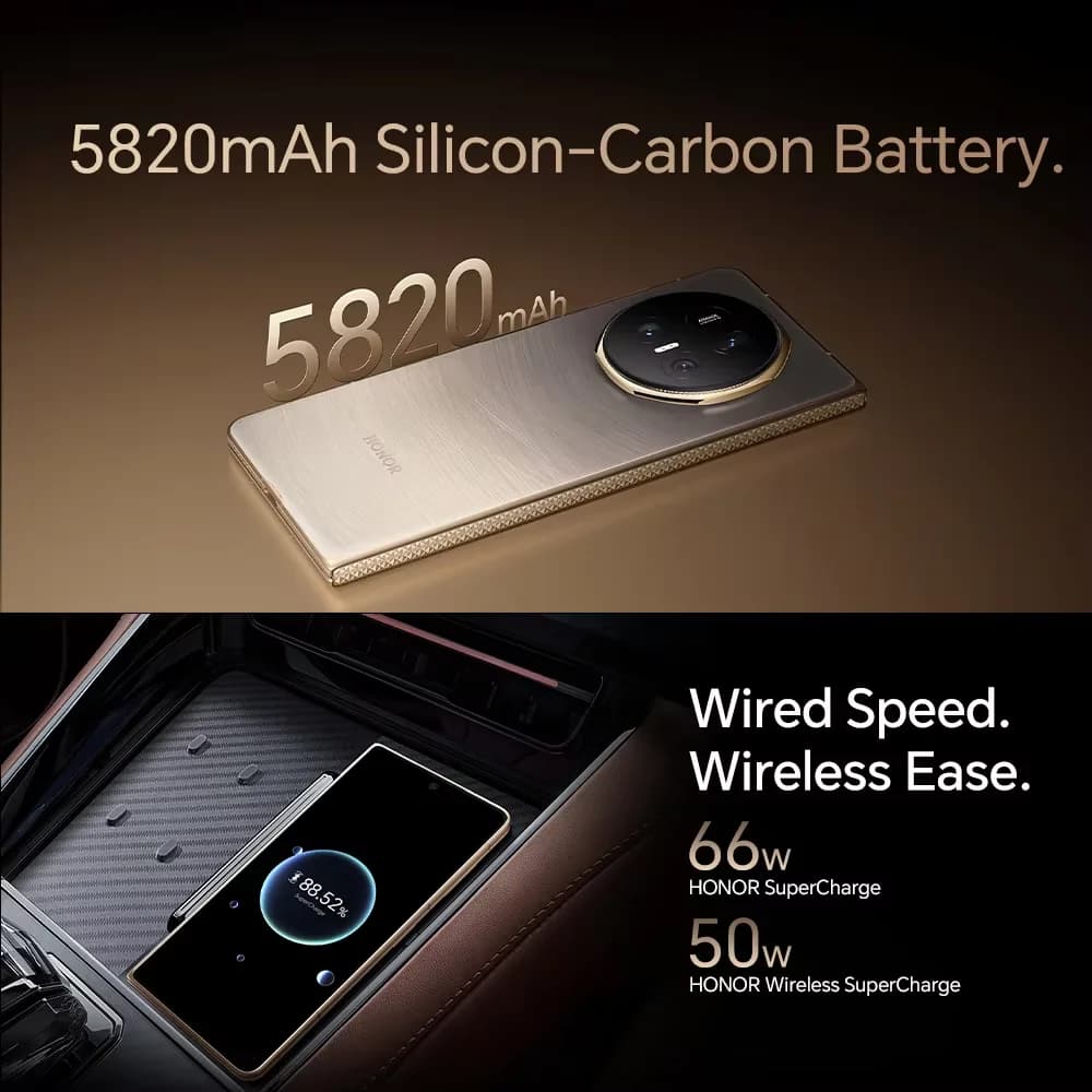 هونر ماجيك V5 الإصدار العالمي هاتف ذكي 5G بمعالج سنابدراجون 8 إيليت وشاشة OLED قابلة للطي 7.95 بوصة وبطارية 5820 مللي أمبير تدعم الشحن السريع 66 واط مع eSIM - 5