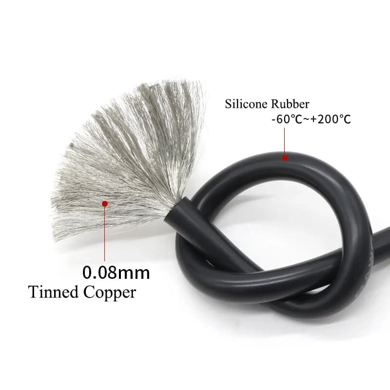 كابل مقاوم للحرارة 1 متر/5 متر 30 28 26 24 22 20 18 16 15 14 13 12 10 AWG سلك سيليكون ناعم للغاية مرن من النحاس عالي الحرارة - 2