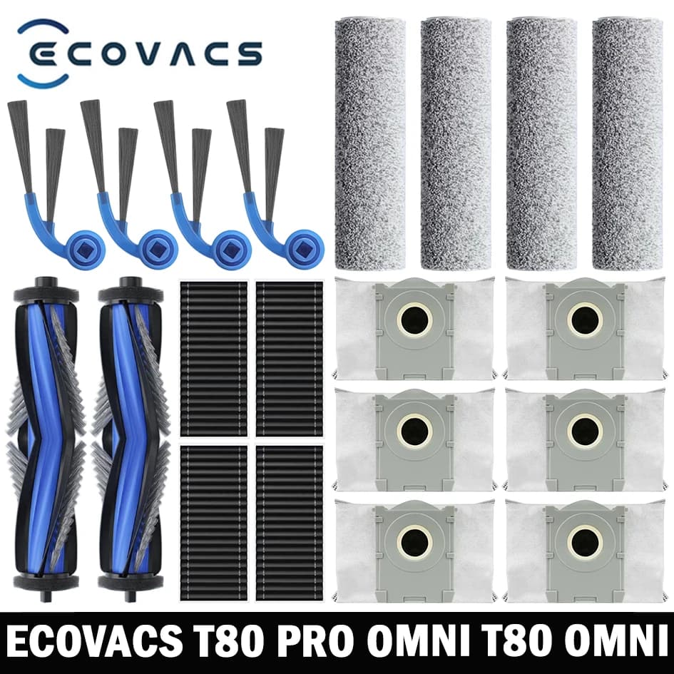 قطع غيار مكنسة روبوت ECOVACS T80 PRO OMNI / T80 OMNI فرش جانبية رئيسية مناشف ممسحة فلاتر HEPA أكياس غبار إكسسوارات