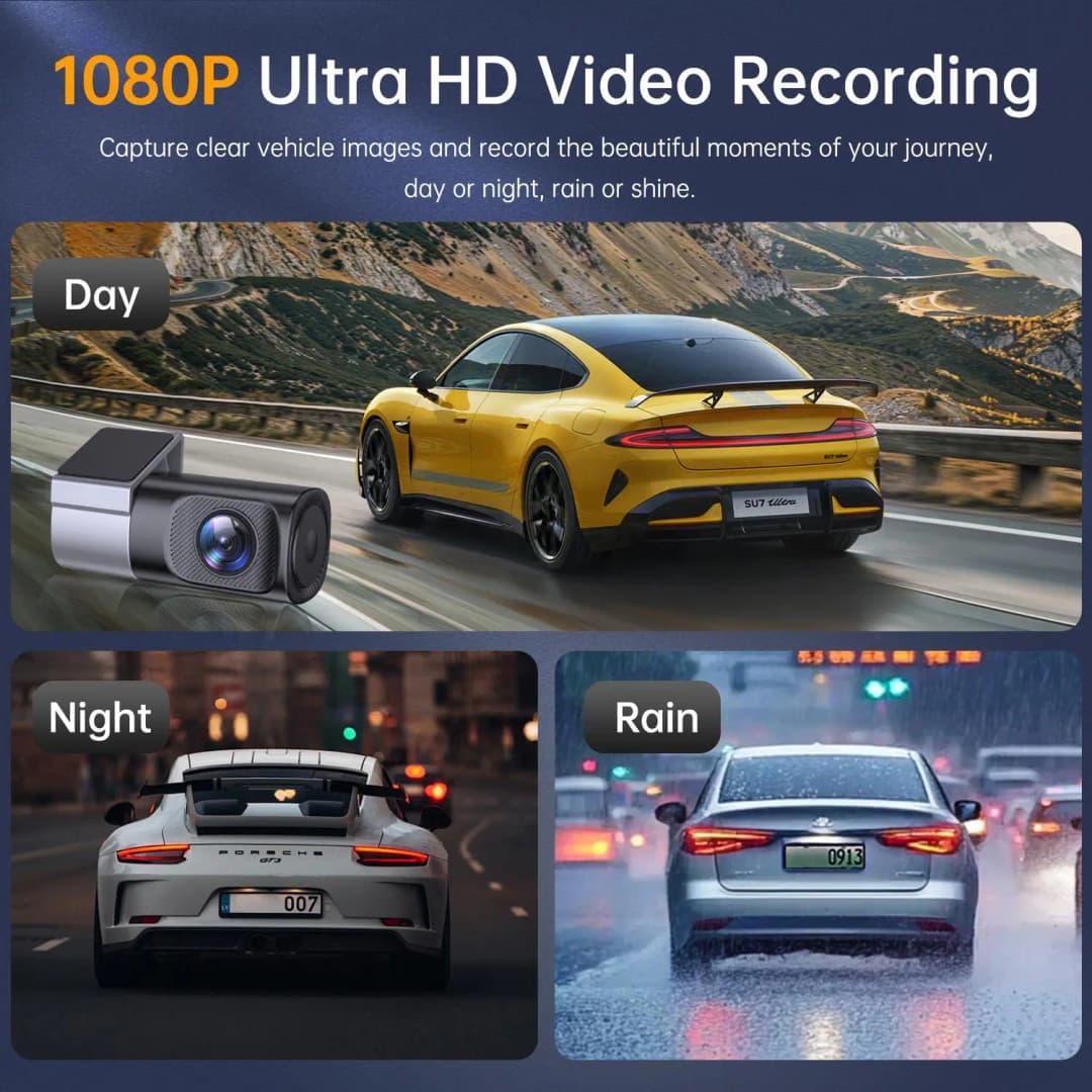 1080P Dashcam With Night Vision Mini Hidden Dashcam 24-Hour Parking Monitoring Loop Recording Gravity Sensor App Control - 2
