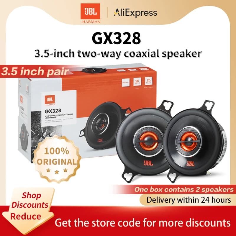 سماعات سيارة JBL مقاس 3.5 بوصة، تويتر محوري، منتصف تريبل، باس ستيريو، نطاق كامل، زوج GX328