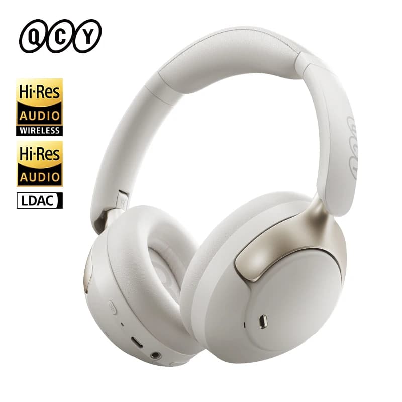 سماعات رأس QCY H3 PRO ANC بلوتوث مع تقنية ANC التكيفية سماعات 50dB إلغاء ضوضاء نشط LDAC صوت عالي الدقة لاسلكية 55 ساعة تشغيل