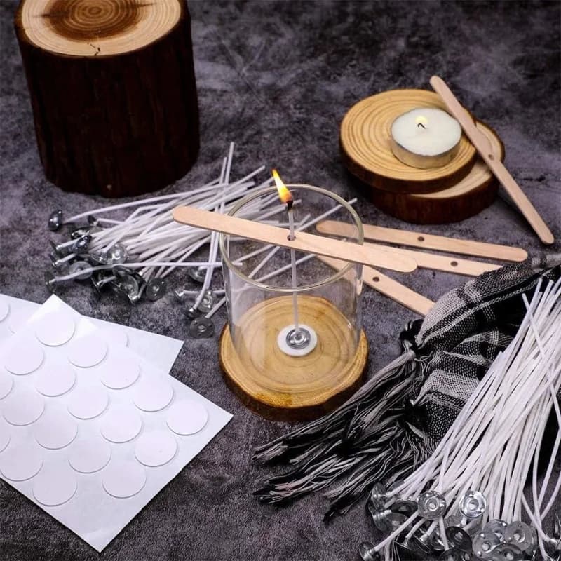 Candle DIY Making Kit 60/100pcs Candle Core Iron Paper+50/100 Soybean Wax Core with Metal Bracket  for Candle Making Accessories - 3