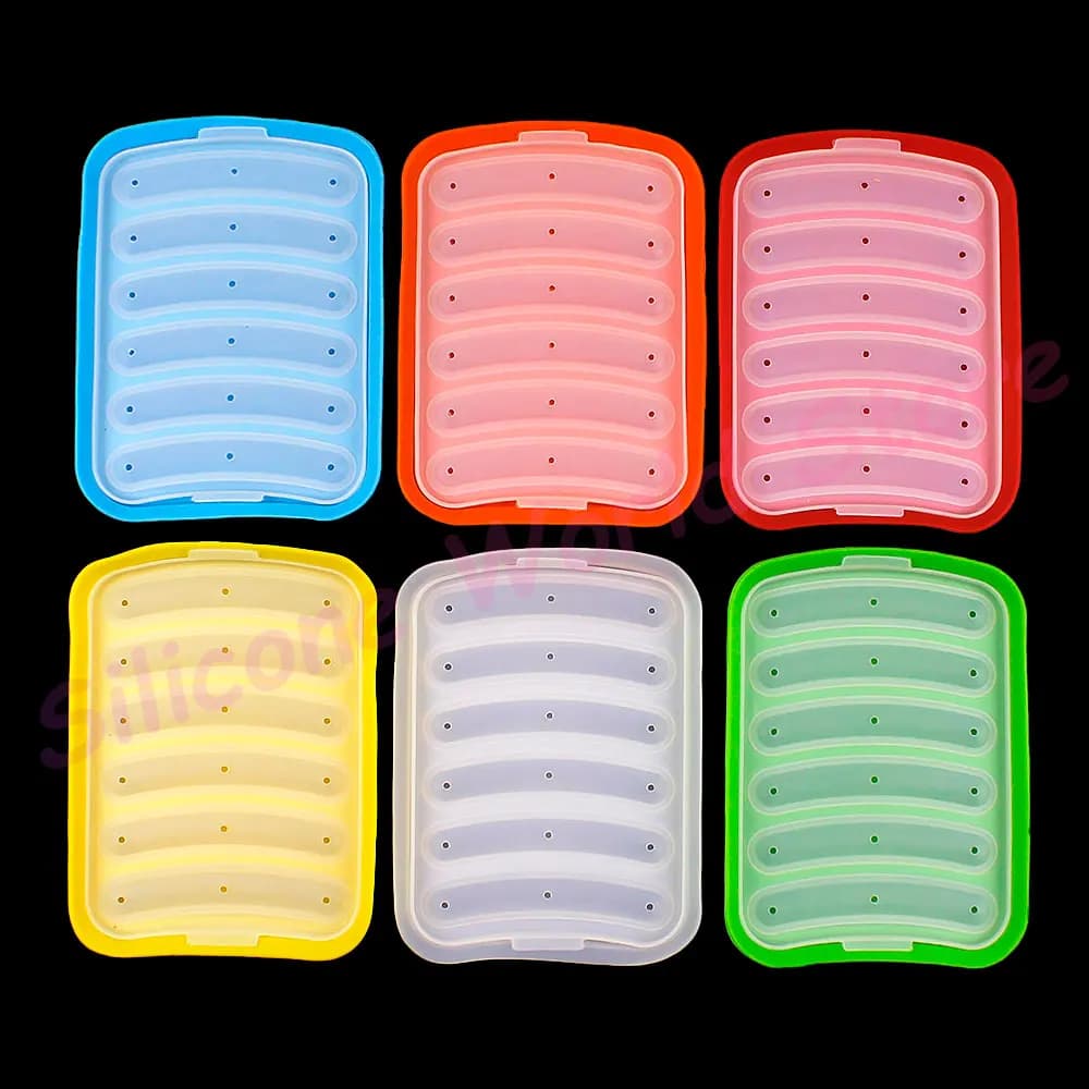 Silicone World DIY Silicone Sausage Molds With Lid Baby Complementary Food Baked and Steamed Ham Hot Dog Making Mold Baking Tool - 2
