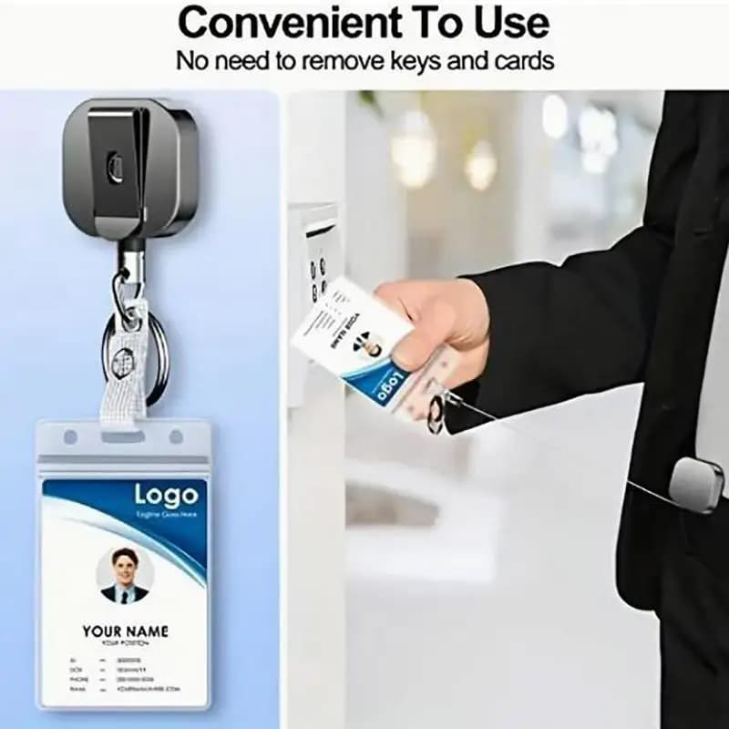 Heavy Duty Retractable Metal Wire Keychain Pull Badge Reel ID Lanyard Name Tag Card Badge Holder Reel Key Ring Outdoor Tool Gift - 4