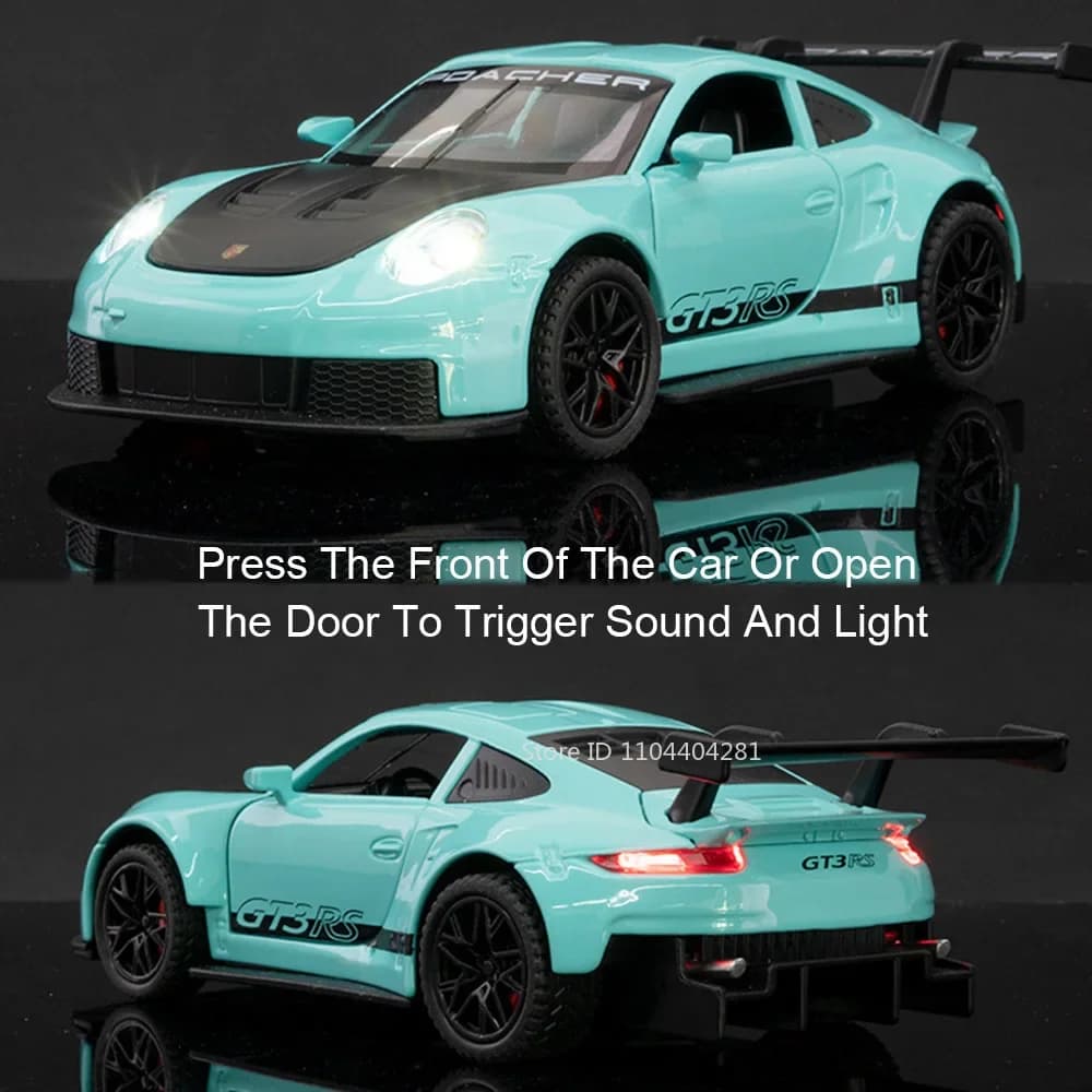 1:32 911 GT3RS Panamera Alloy Miniature Model Toys Diecast Doors Opened Sound Light Rubber Tires Vehices for Boy's Birthday Gift - 4