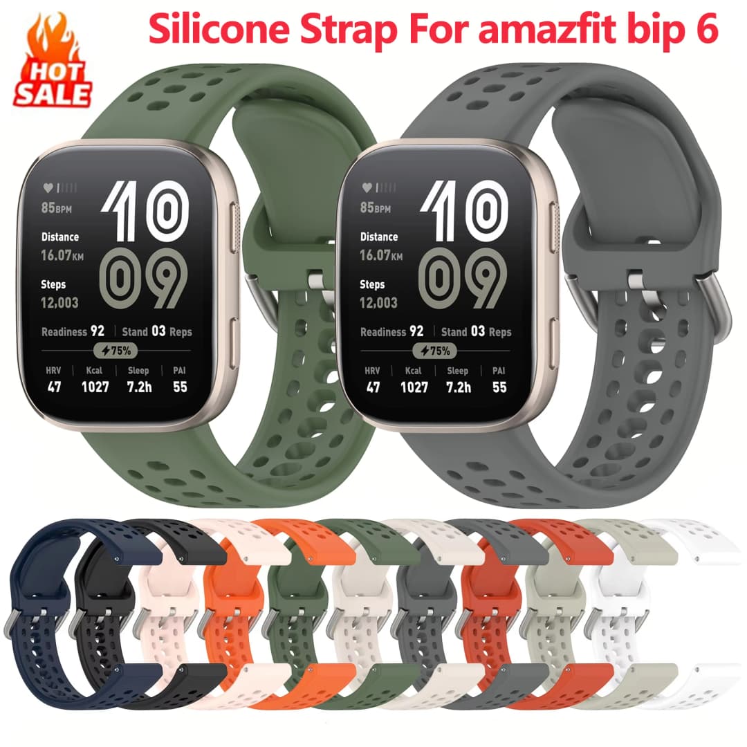 حزام سيليكون أصلي لساعات Amazfit Bip 6، إكسسوارات رياضية، سوار ناعم قابل للتنفس، Correa pulseras لأحزمة Amazfit Bip6 - 2