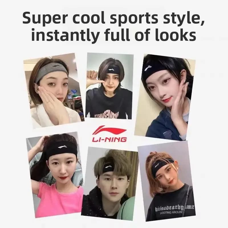 عصابة رأس Li-Ning الرياضية للرجال ركض لياقة بدنية ماصة للعرق كرة سلة يوجا ربطة شعر نسائية مضادة للانزلاق ماصة للعرق عريضة - 2