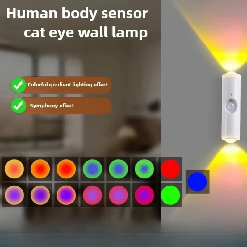 إضاءة ليلية LED مصباح جداري بغروب الشمس مزدوج الرأس مستشعر حركة إضاءة محيطة RGB مغناطيسي قابل للشحن عبر USB لحفلات الممرات والخزائن - 2