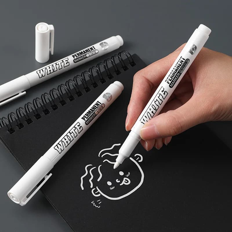 New 1/2/3PCS Waterproof Metal Marker Permanent White Paint Pen Washing Art Painting Graffiti Pens Fabric Wood Leather Marker1MM - 5