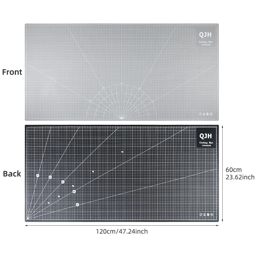 أداة لوح تقطيع فاخرة رمادي أسود 120x60 سم، حصيرة PVC مزدوجة الجوانب سمك 0.3 سم، وسادة تقطيع مكتبية يدوية لصناعة الجلود - 2