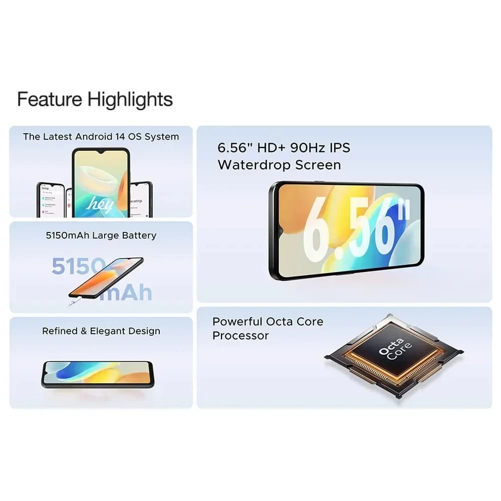 هاتف DOOGEE [N55-PRO] المحمول 5G بشاشة 6.56 بوصة 90Hz IPS هاتف محمول 4 جيجابايت + 128 جيجابايت كاميرا 13 ميجابكسل بطارية 5150 مللي أمبير نظام أندرويد 14 - 4
