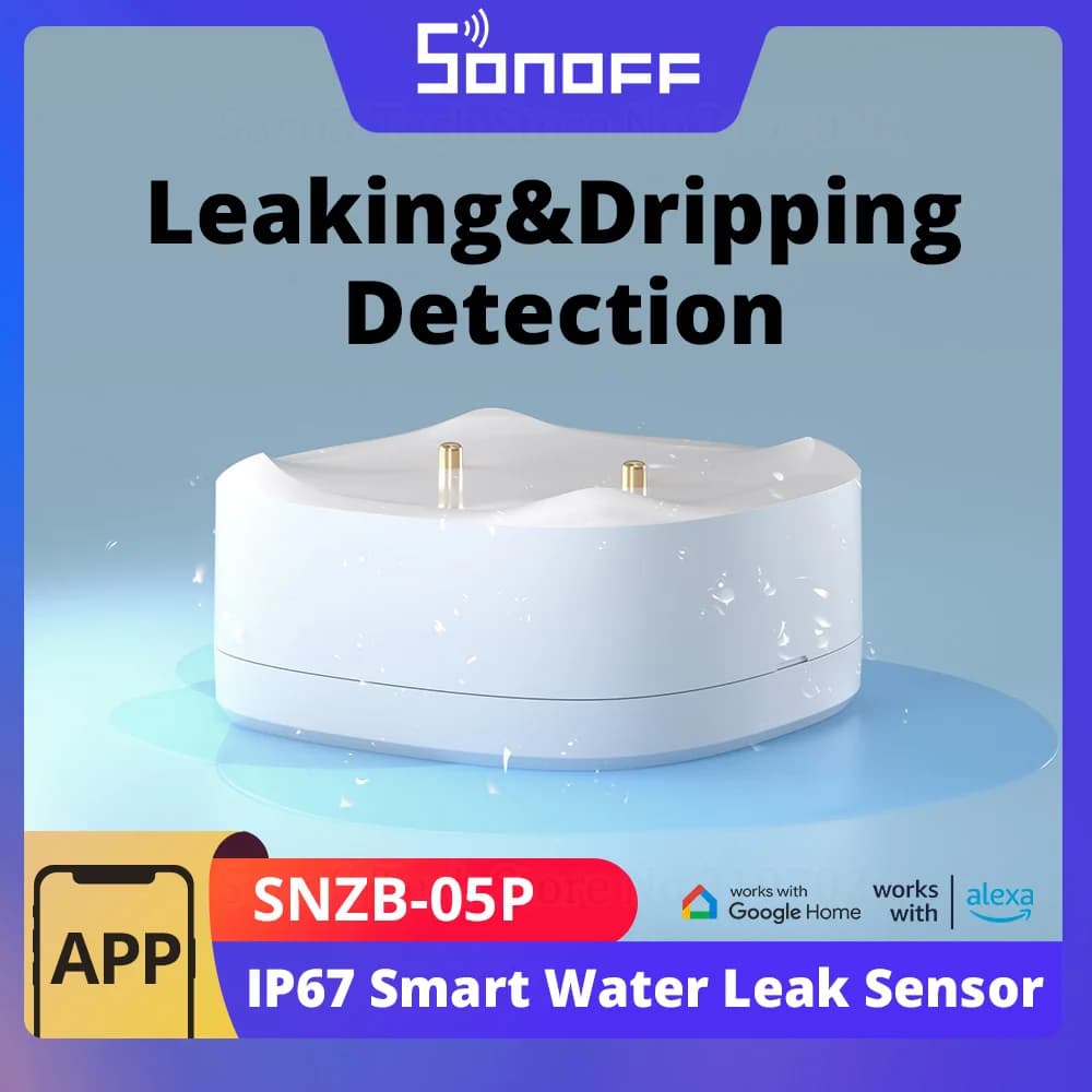 SONOFF SNZB-05P مستشعر تسرب المياه الذكي Zigbee كشف التسرب والتقطير تنبيه في الوقت الفعلي عبر eWeLink وAlexa وGoogle