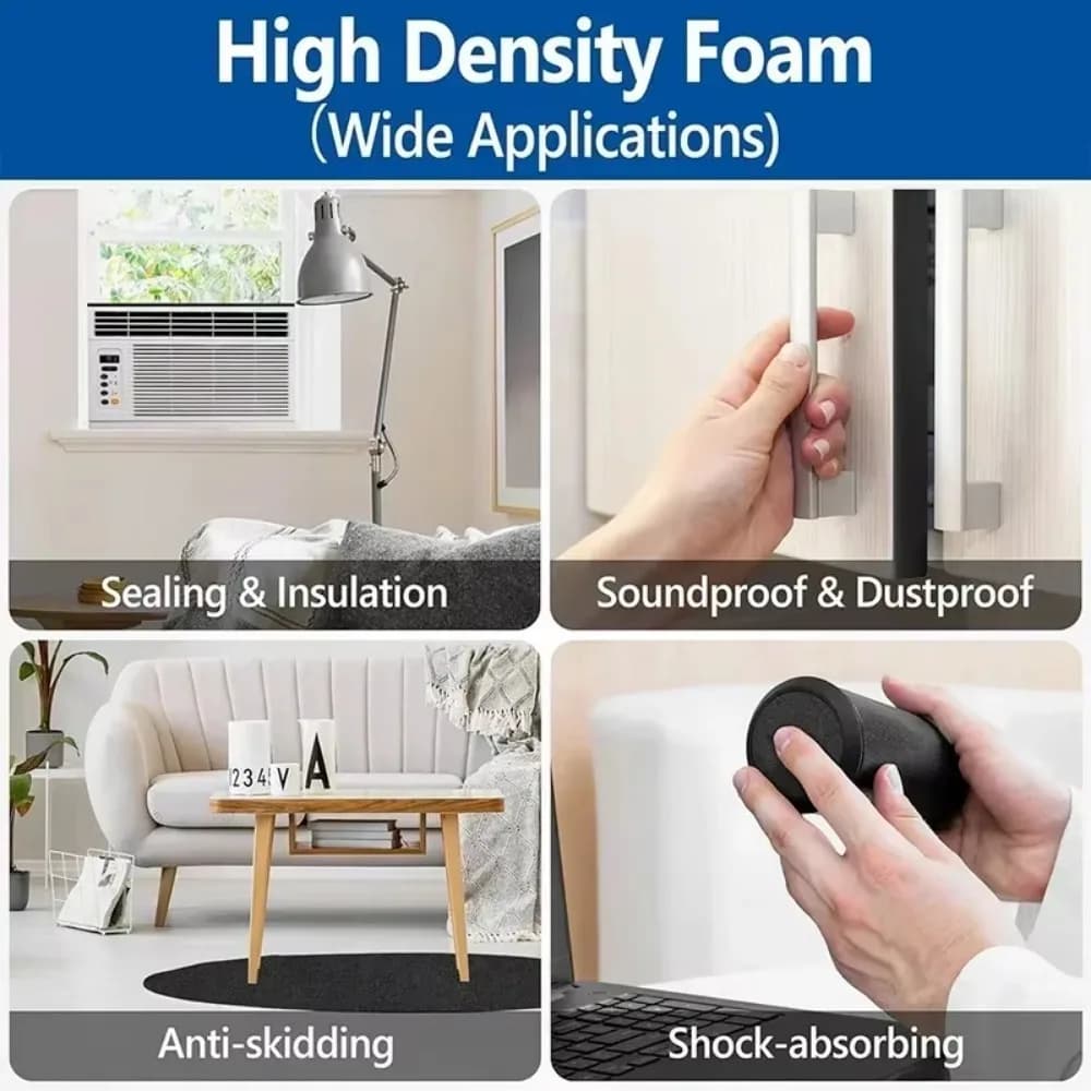 20/2M Sponge Door Window Seal Strip Self-Adhesive Insulation Acoustic Foam Weatherstrip Home Windproof Sound-Proof Sponge Tape - 6