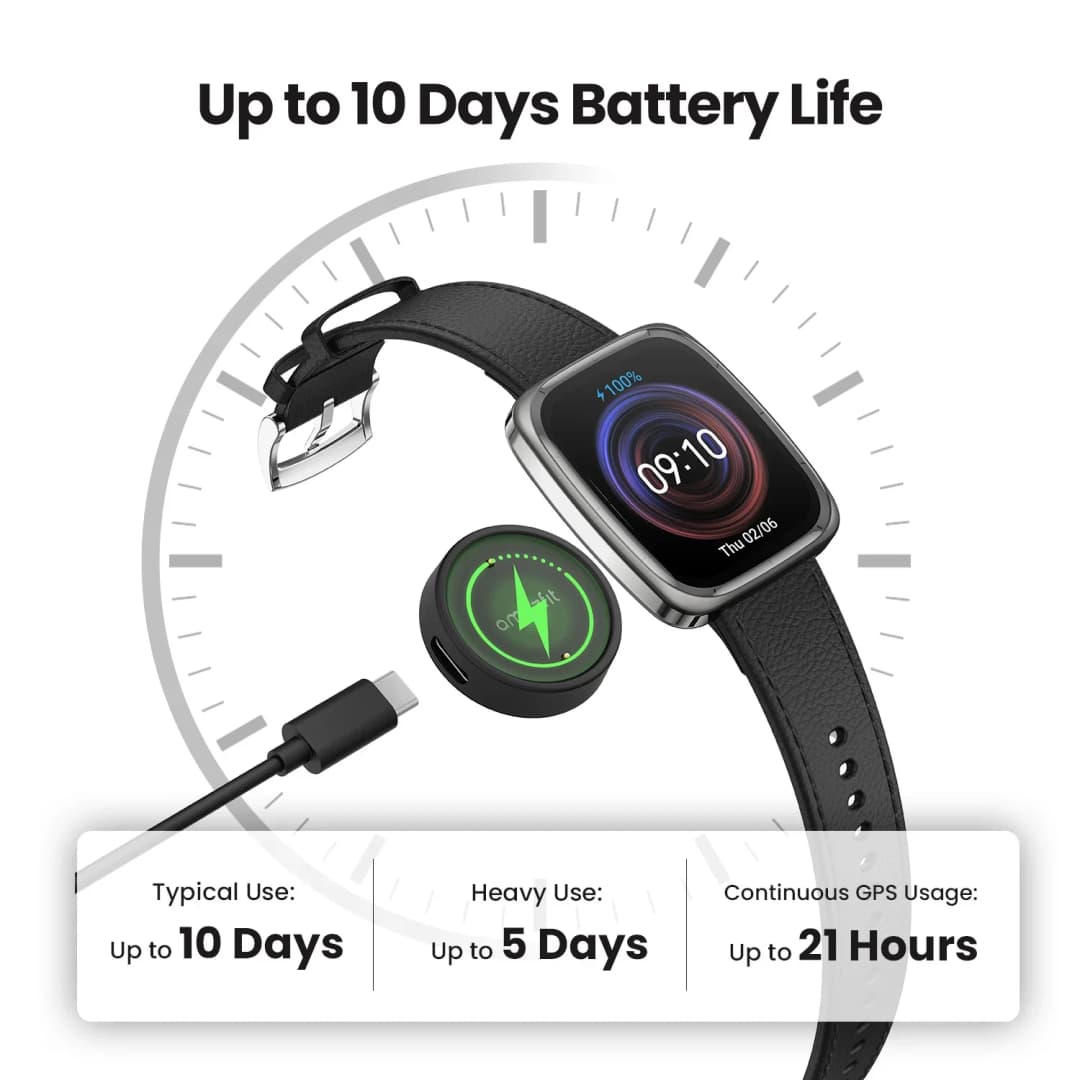 ساعة Amazfit Active 2 الذكية المربعة الفاخرة ببطارية تدوم حتى 10 أيام مع أكثر من 160 وضع تمرين - 2