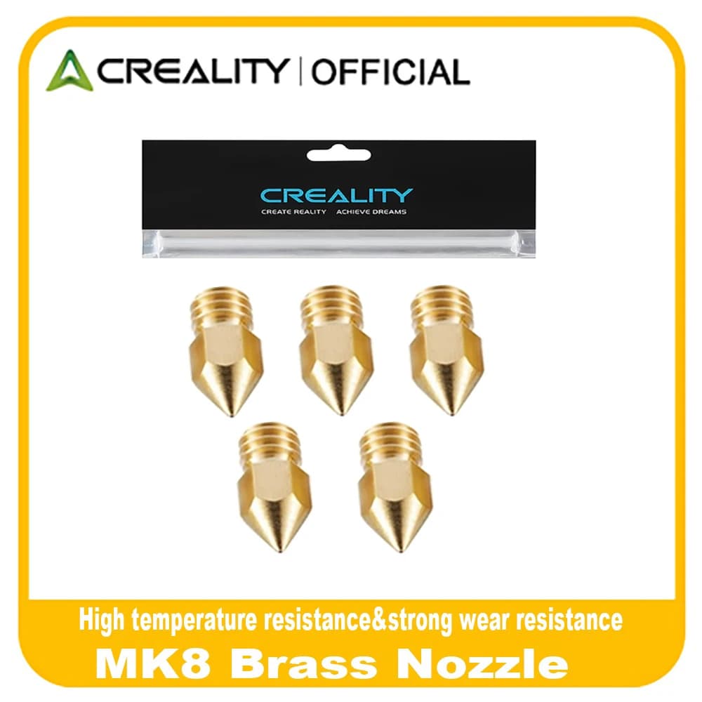 فوهة Creality الرسمية MK8 بأحجام 0.1/0.2/0.4/0.6/0.8/1.0mm، رأس بثق للطباعة ثلاثية الأبعاد متوافق مع CR-6/Ender 3/Ender 5