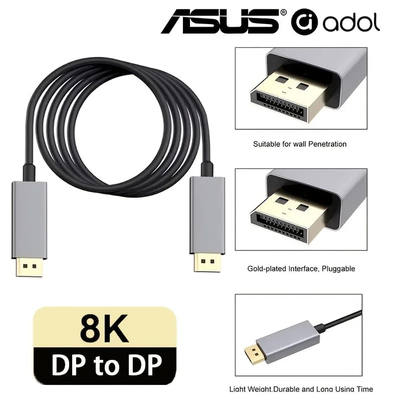 ASUS USB-C To DP-compatible Cable DP to DP 8K@60Hz Display Type C2.1 To 4K 144Hz Display 1.4 Cable Thunderbolt 3 4 for MacBook - 5