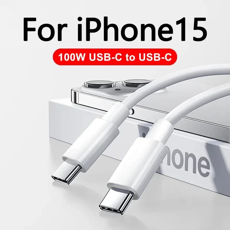 كابل شحن سريع من النوع C إلى النوع C بقوة 100 واط مع منفذ USB C PD لهواتف آيفون 15 برو ماكس وآيباد 10 وماك بوك وهواوي وشاومي - 2