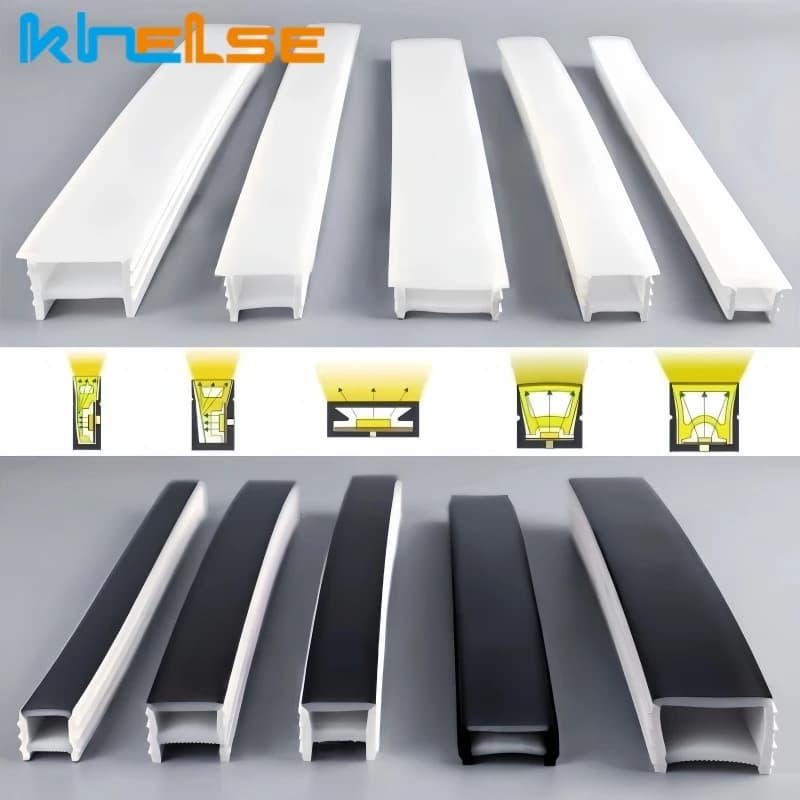 مصباح نيون LED مرن أسود، أنبوب سيليكون، موزع ضوء، قناة مدمجة، مقاوم للماء، شرائط نيون WS2811 وWS2812B