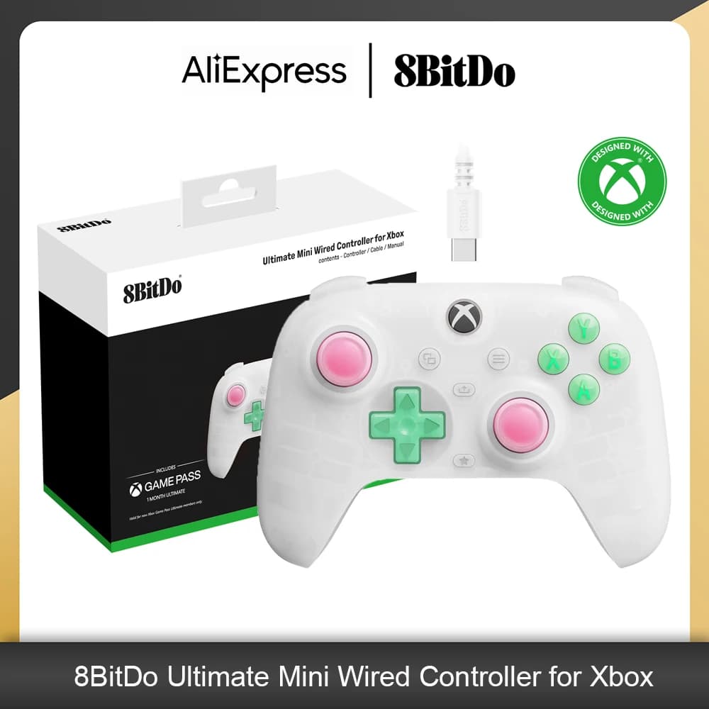 وحدة تحكم سلكية صغيرة 8BitDo Ultimate مع عصا تحكم Game Pass لـ Xbox Series S/X وXbox One وWindows 10/11 إكسسوارات يد التحكم