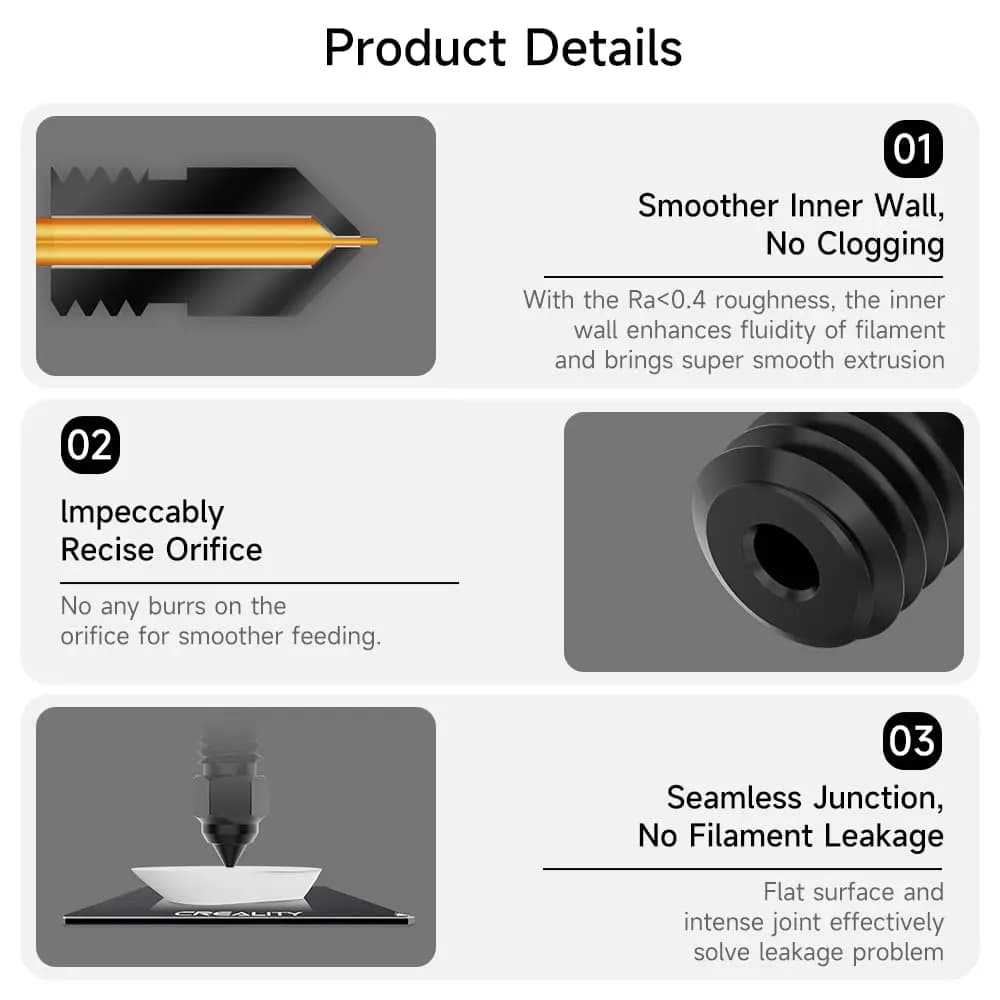 CREALITY MK8 Nozzles For CR 6 SE Nozzle CR5 Pro/Ender 3 S1 pro/CR10 V2/Ender5 Nozzle 0.2/0.4/0.6/0.8mm Brass Copper Plated Hard - 5