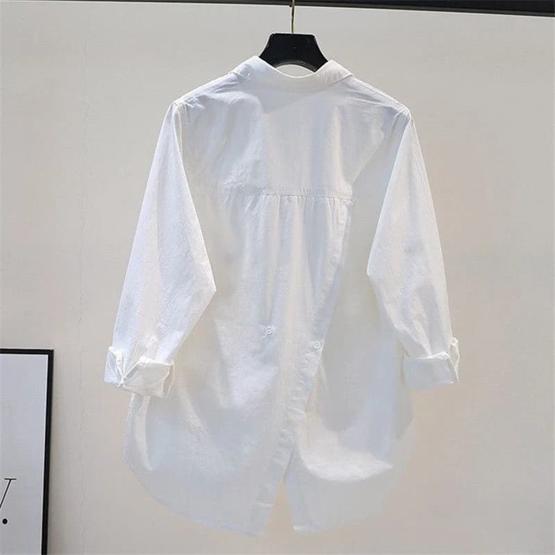 Irregular Office Lady Casual Elegant All-Match Shirt Loose Shirts And Blouses Spring Summer New Trend Solid Button Pocket Shirt - 5