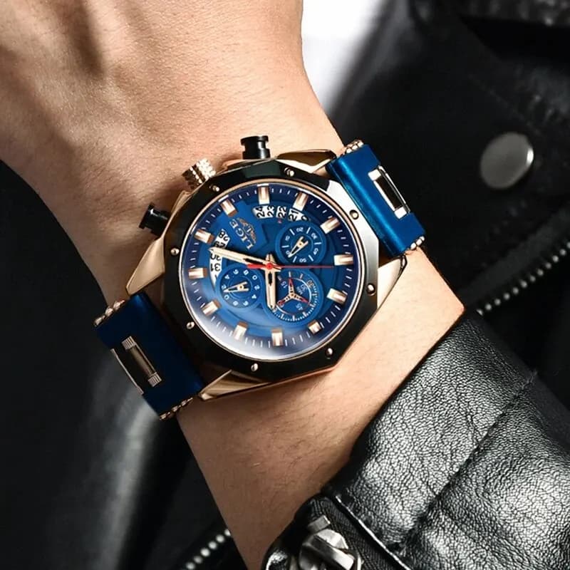 LIGE Fashion Men Watches Top Brand Luxury Silicone Sport Watch Men Quartz Date Clock Waterproof Wristwatch Chronograph Clock Man - 5