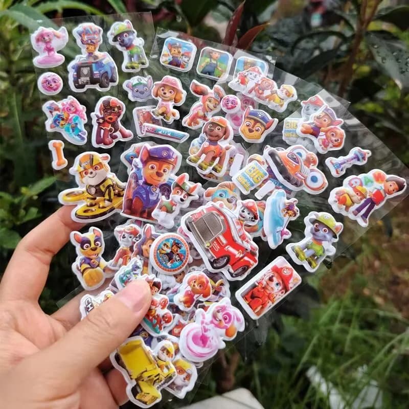 12 ورقة ملصقات فقاعات باو باترول شخصيات كرتونية لطيفة رايدر مارشال سكاي ملصق ثلاثي الأبعاد لوازم حفلات أعياد ميلاد الأطفال - 2