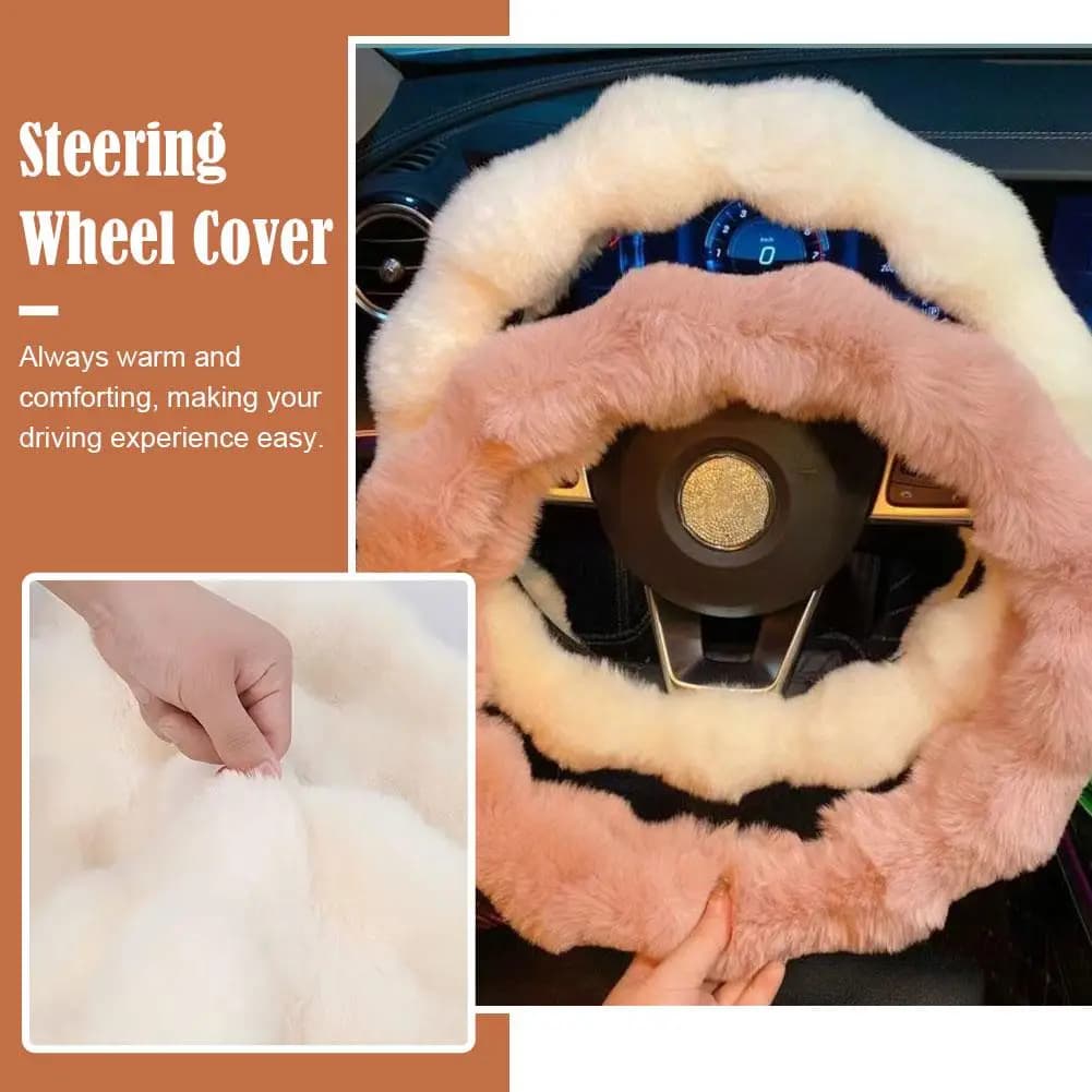 Soft Fluffy Car Steering Wheel Cover Plush Winter Warm Steering Qheel Grip Cover Non-Slip Steering Wheel Protector Car Steering - 3
