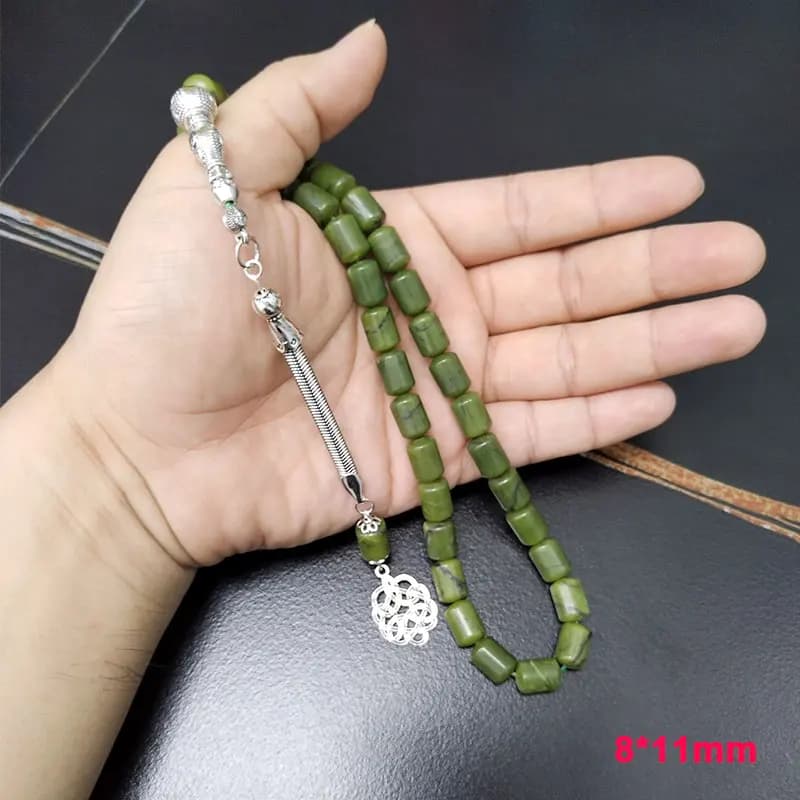 Tasbih Natural Peridot Muslim Bracelet Misbaha Islamic Gift Tassel 33 45 66 99 100 Rosary Jewelry Handmade Rosary - 3